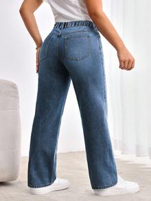 Flexra Women's Plus Size Casual Straight Leg Jeans - Dark Wash - View 2