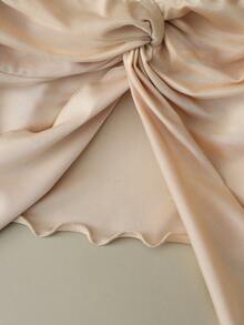 GlowEve Women's Fashion Tube Knotted Satin Elegant Casual, Vacation, Outing, Party Top, Spring/Summer - Apricot - View 3