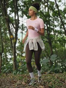 Exploreva Women's Outdoor Mesh Patchwork Elastic Sports T-Shirt, Pink - Pink - View 6