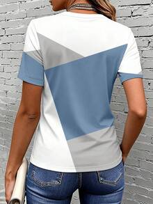 Selamara Áo thun ngắn tay nữ, phối màu độc đáo, họa tiết cổ điển, đa năng, phù hợp cho mặc thường ngày, hoạt động ngoài trời, du lịch và nghỉ lễ, thoải mái. - Nhiều màu - Xem 2