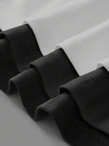 SHEIN EZwear 3 buc Tricouri versatile casual pentru femei, mărime plus, culoare solidă, cu decolteu în V, mânecă lungă - Alb-negru - Vizualizare 4