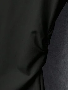 少女黑色波士顿印花高腰T恤，休闲百搭上衣 - 黑色 - 查看 5