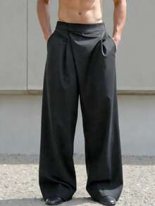 HUEFORM Men's Simple Commuter Business Solid Color Folding Pleated Slant Pocket Suit Pants Japanese Pants Black Pants Wide Leg Pants Mens Pants Men Pants Loose Pants Old Money,Daily Leisure, Weekend Trips, Outdoor Activities, Travel Expeditions, Relaxed Work Environments Or Semi-Formal Occasions, Boyfriend/Husband Gift, Anniversary /Birthday Gift Party Summer Vacation Holiday New Years Wedding Valentine's Day Korean Pants Men Men Baggy Wide Pants Flare Pants Mens Flare Pants Men S - Black - View 3