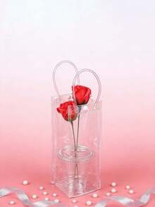 20/50pcs Tote Bags, Flower Bags, Gift Transparent Bags, Reusable With Snap Buttons For Holiday Parties, Universal Souvenir Bags - Clear - View 7