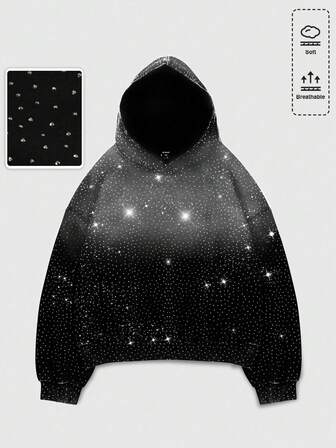 Street Life Sweat-shirt à capuche ample et court avec imprimé diamant pour homme, streetwear