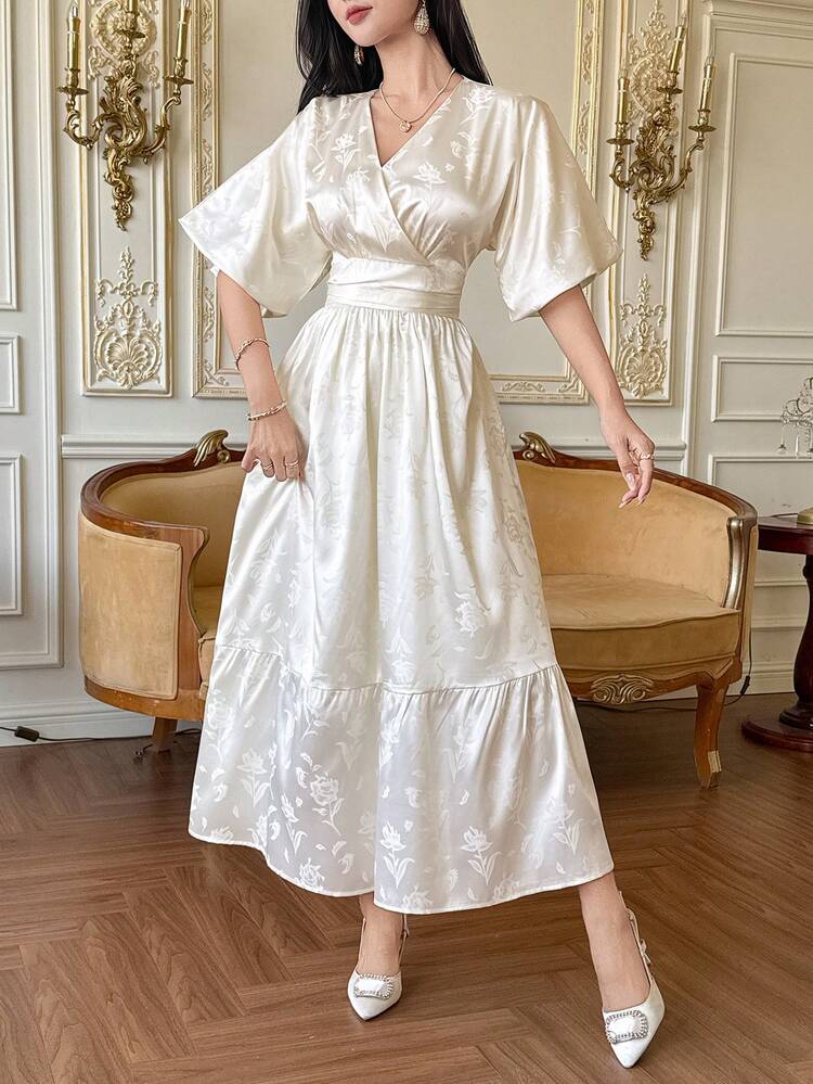 Elegant Cinched Waist Long Dress For Women Sundress