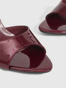 CUCCOO SZL Ivory Round Toe Lace Faux Pearl Elegant Wedding Party High Heel Sandals For Women For Christmas Spring Shoes - Mirror burgundy 225 - View 6