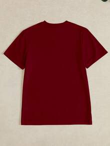 INAWLY T-shirt rond décontracté pour femmes, imprimé cœur et nœud, été - Rouge foncé - Voir 2