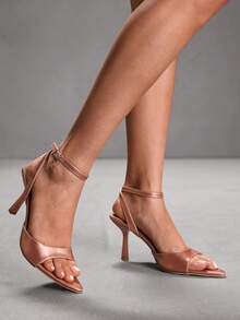 CUCCOO SZL Women's Pointed Toe Buckle Design Fashion High Heel Sandals For Daily Wear - Rose Gold - View 5