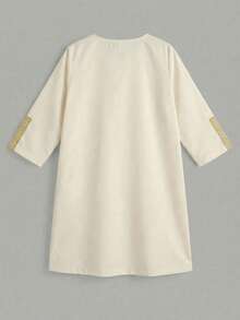 男童经典复古花卉图案长袖衬衫 - 白色 - 查看 4