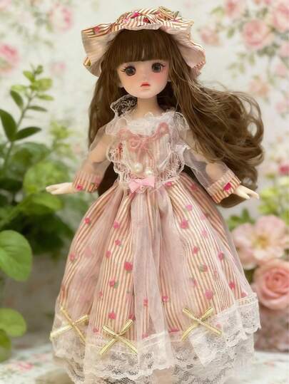 1PC 30CM Ball Jointed Doll BJD Princess SD Doll Realistic Skin Synthetic Wigs Luxury Dress Up Collectible Art Doll Birthday Gift For Collection Display Party Christmas