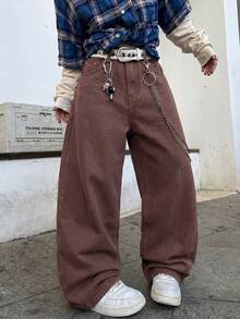 Manfinity EMRG Men's Loose Casual Versatile Jeans With Pockets - Brown - View 6