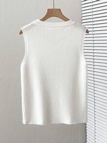 Franclia 新款无袖串珠针织吊带背心，白色，春夏叠穿 - 白色 - 查看 5