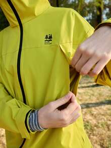 SHEIN In My Nature 女士时尚多功能拉链抽绳连帽户外外套，适合春秋季穿着 - 黃色 - 查看 6