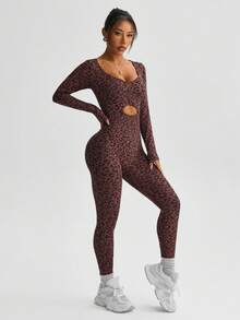Slayform 女士休闲豹纹连体裤 - 棕色 - 查看 7