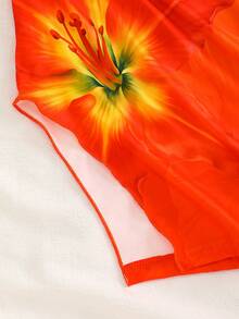 3件套少女休闲时尚连衣裙组合，针织面料黄色纯色及数码印花吊带修身连衣裙，黄色百合数码印花吊带修身连衣裙，橙黄渐变百合数码印花吊带修身连衣裙，芙蓉花泳衣，夏季服装，夏季上衣，花朵泳装，向日葵泳衣。夏季套装。优雅派对礼服。 - 黃色 - 查看 4