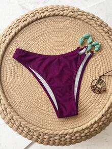 Swim Chiccia Fashionable Solid Color Shiny Fabric Bestselling Accessory Design Swimwear Bottom, Summer - Purple - View 6