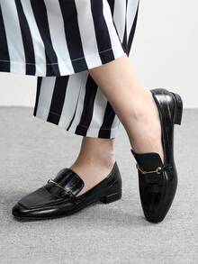 CUCCOO BIZCHIC 女士方头平底低跟新款咖啡色舒适百搭套脚乐福鞋，黑色休闲平底鞋，轻便通勤，圣诞节必备 - 明月清風黑 - 查看 8