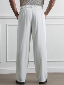 HUEFORM 男士复古做旧高品质抗皱宽松锥形裤腿休闲褶皱哈伦裤，抗皱面料穿着或洗涤后能迅速恢复平整，减少熨烫的需要。白色男士长裤 - 白色 - 查看 3