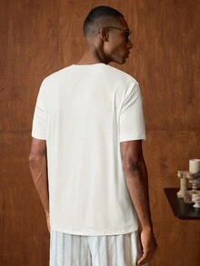 AKNOTIC Men's Solid Color Crew Neck Knit Casual Versatile Short Sleeve T-Shirt - Multicolor - View 6