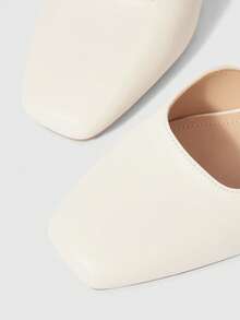 Sleekvia Zapatos de mujer con punta cuadrada, tacón alto grueso, beige, moda, banda elástica hueca, elegante, versátil, cómodo, zapatos de tacón alto para mujer, zapatos huecos