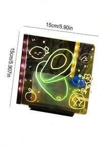 Teckwe 1块双面亚克力夜光画板，创意手绘，无固定图案，可重复使用，可擦拭，持久发光，易于清洁，轻便，适合圣诞节成人创意爱好者、家居装饰、办公室展示、艺术工作室、派对装饰、DIY手工项目、夜光画板、荧光亚克力创意手绘板、可重复使用的夜光板、DIY夜光板，USB供电 - 彩色 - 查看 13