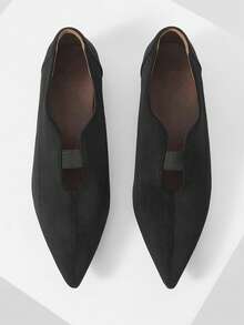 Mnmlis 女士尖头休闲百搭时尚乐福鞋 - 黑色 - 查看 1