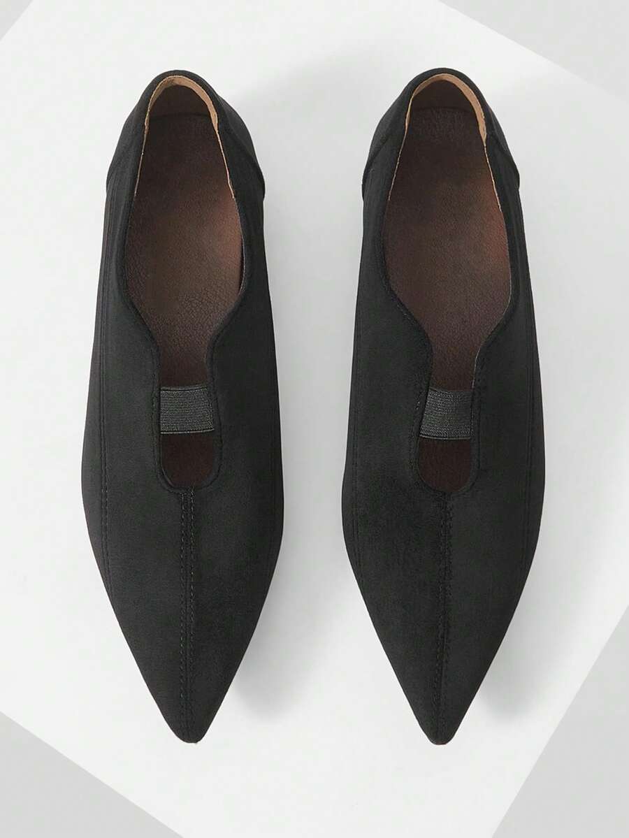 Mnmlis 女士尖头休闲百搭时尚乐福鞋 - 黑色 - 查看 1