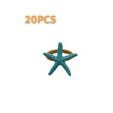 4-20 Pcs Hand-Woven Linen Rope White Resin Starfish Napkin Rings, Ideal For Outdoor, Themed And Holiday Table Decor - Multicolor - View 20