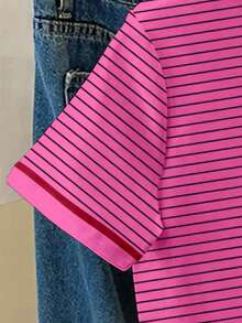 Resyla Women's Casual Striped Knight Print Short Sleeve Round Neck T-Shirt, Versatile - White - View 4