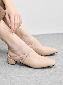 CUCCOO BIZCHIC Women's Fashion Versatile Commuter Chunky High Heel Sandals Valentine's Day - Apricot - View 5
