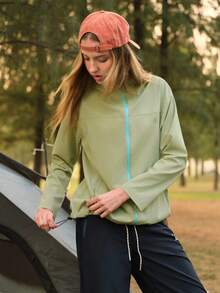 In My Nature Women's Casual Regular Hooded Outdoor Jacket - Green - View 2