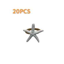 4-20 Pcs Hand-Woven Linen Rope White Resin Starfish Napkin Rings, Ideal For Outdoor, Themed And Holiday Table Decor - Multicolor - View 14