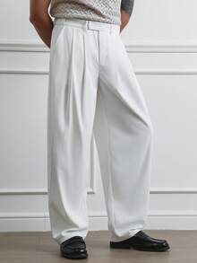 HUEFORM 男士复古做旧高品质抗皱宽松锥形裤腿休闲褶皱哈伦裤，抗皱面料穿着或洗涤后能迅速恢复平整，减少熨烫的需要。白色男士长裤 - 白色 - 查看 4