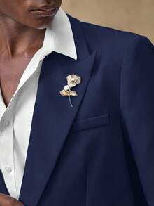 AKNOTIC 2 pièces Ensemble veste décontractée à manches longues et pantalon droit ample pour hommes - Bleu marine - Voir 4