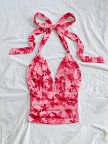 Soleia 夏季度假露背吊带背心，春季女装，沙滩装，休闲装，粉色上衣，碎花上衣 - 彩色 - 查看 5