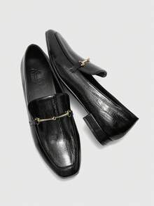 CUCCOO BIZCHIC 女士方头平底低跟新款咖啡色舒适百搭套脚乐福鞋，黑色休闲平底鞋，轻便通勤，圣诞节必备 - 明月清風黑 - 查看 10