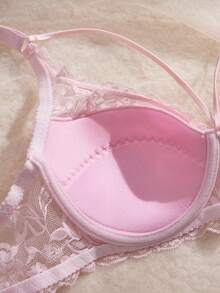 SHEIN 3件套性感蕾丝钢圈文胸套装，女士情人节礼物 - 彩色 - 查看 5