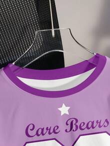 SHEIN X Care Bears 女士字母卡通图案圆领短袖露脐T恤 - 白色 - 查看 5