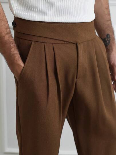 HUEFORM Herrbyxor i brunt, raka ben, lämpliga för vardag, kontor, umgänge med vänner