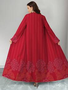 SHEIN Najma 女士复古花卉葡萄印花长袖休闲阿拉伯风格套装，春秋季 - 彩色 - 查看 2