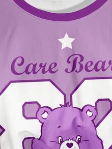 SHEIN X Care Bears 女士字母卡通图案圆领短袖露脐T恤 - 白色 - 查看 3