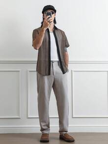 Manfinity Homme 男士直筒休闲裤，通勤裤，适合工作、休闲、聚会、商务场合，也可作为送给男友的礼物 - 淺灰色 - 查看 2