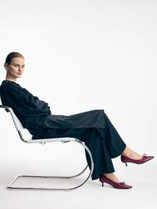 Mnmlis Sepatu hak tinggi runcing model kitten French Heel warna merah, model terbaru 2025, gaya wanita elegan untuk Hari Valentine di musim gugur. - Merah - View 3