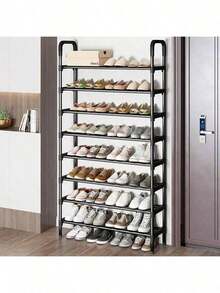 Zapatero de 8 niveles, armario de almacenamiento de zapatos de tela no tejida, soporte de montaje DIY, organizador de zapatos para el hogar,Organizador de zapatos, estante de almacenamiento independiente de 71 pulgadas de alto, soporte de zapatos de estudio, tubos de hierro duraderos, 24-27 pares de zapateros para entrada, espacio pequeño, torre de zapatos apilable desmontable y ajustable - Negro - Ver 8