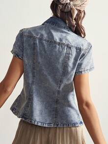 Bohemela 女士休闲花卉刺绣串珠装饰衬衫，夏季