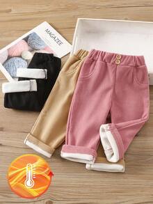 SHEIN 3件套女婴保暖休闲裤套装，秋冬 - 彩色 - 查看 4