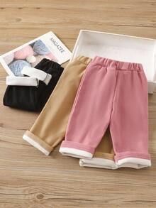 SHEIN 3件套女婴保暖休闲裤套装，秋冬 - 彩色 - 查看 2