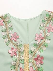 SHEIN Đầm thường ngày cho bé gái tuổi teen, chất liệu vải dệt chắp vá jacquard, viền tua rua. - Nhiều màu - Xem 5