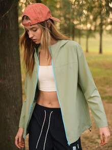 In My Nature Women's Casual Regular Hooded Outdoor Jacket - Green - View 6